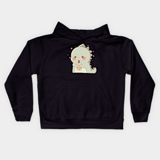 Cute bobaholic dinosaur Kids Hoodie